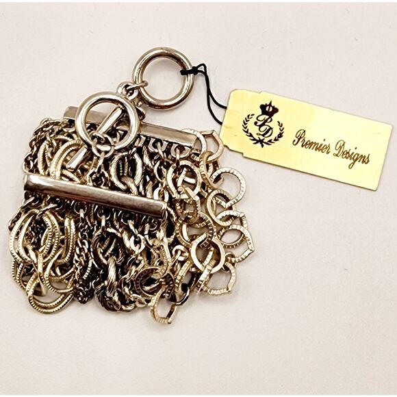 NWT Premier Designs Chain Reaction Bracelet 6 Strand Silver Tone Toggle Y2K - Picture 5 of 6